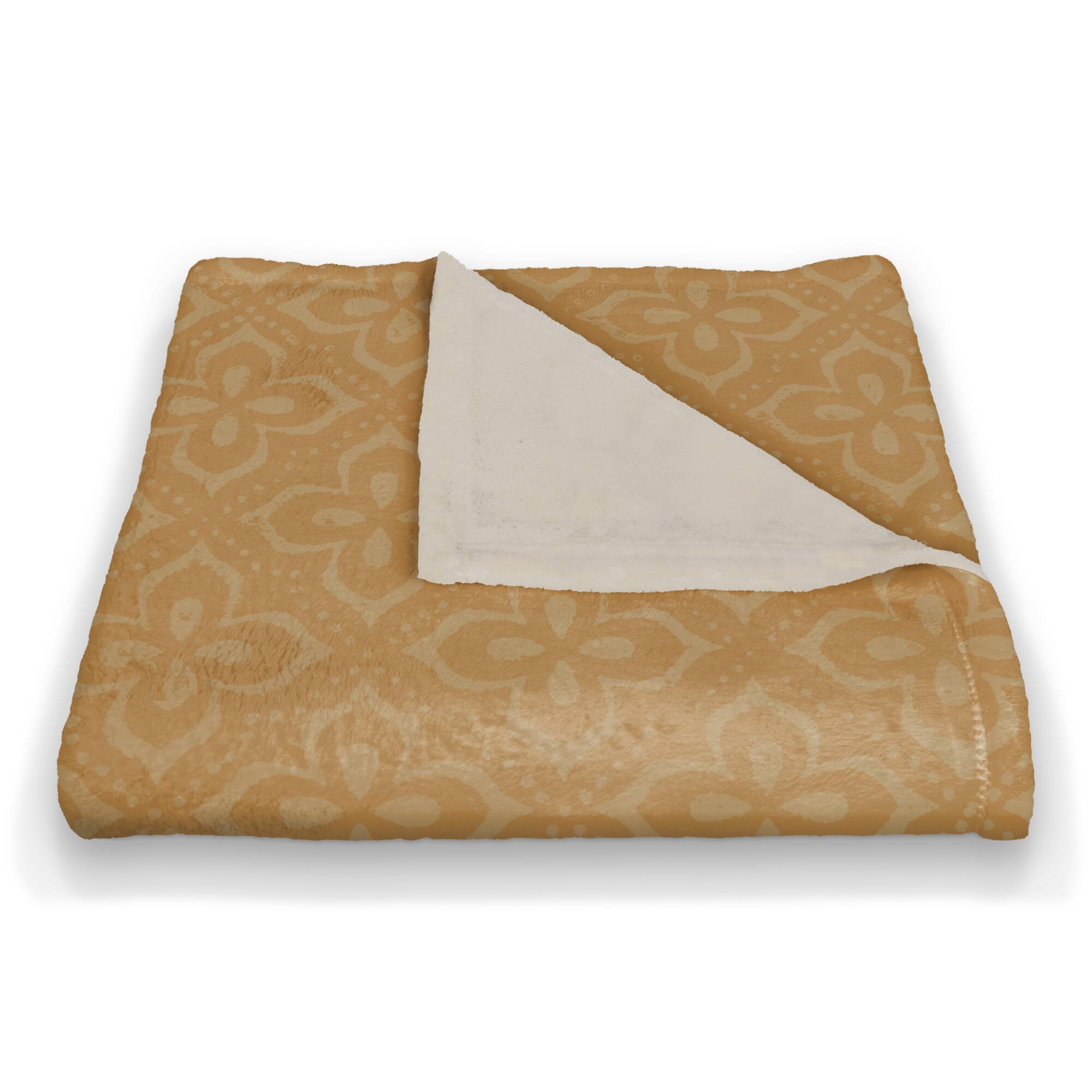 Yellow Medallion Pattern Coral Fleece Blanket